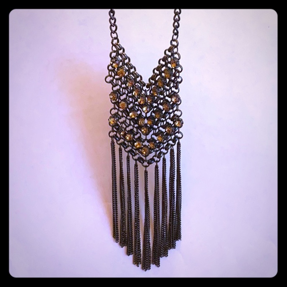 Glam Boho Chain Fringe Necklace